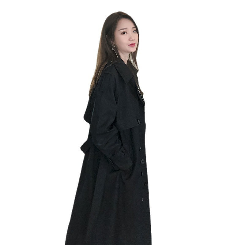 Long Windbreaker Women's Over-the-knee Temperament Goddess Fan Yinglun Wind Pendant Coat