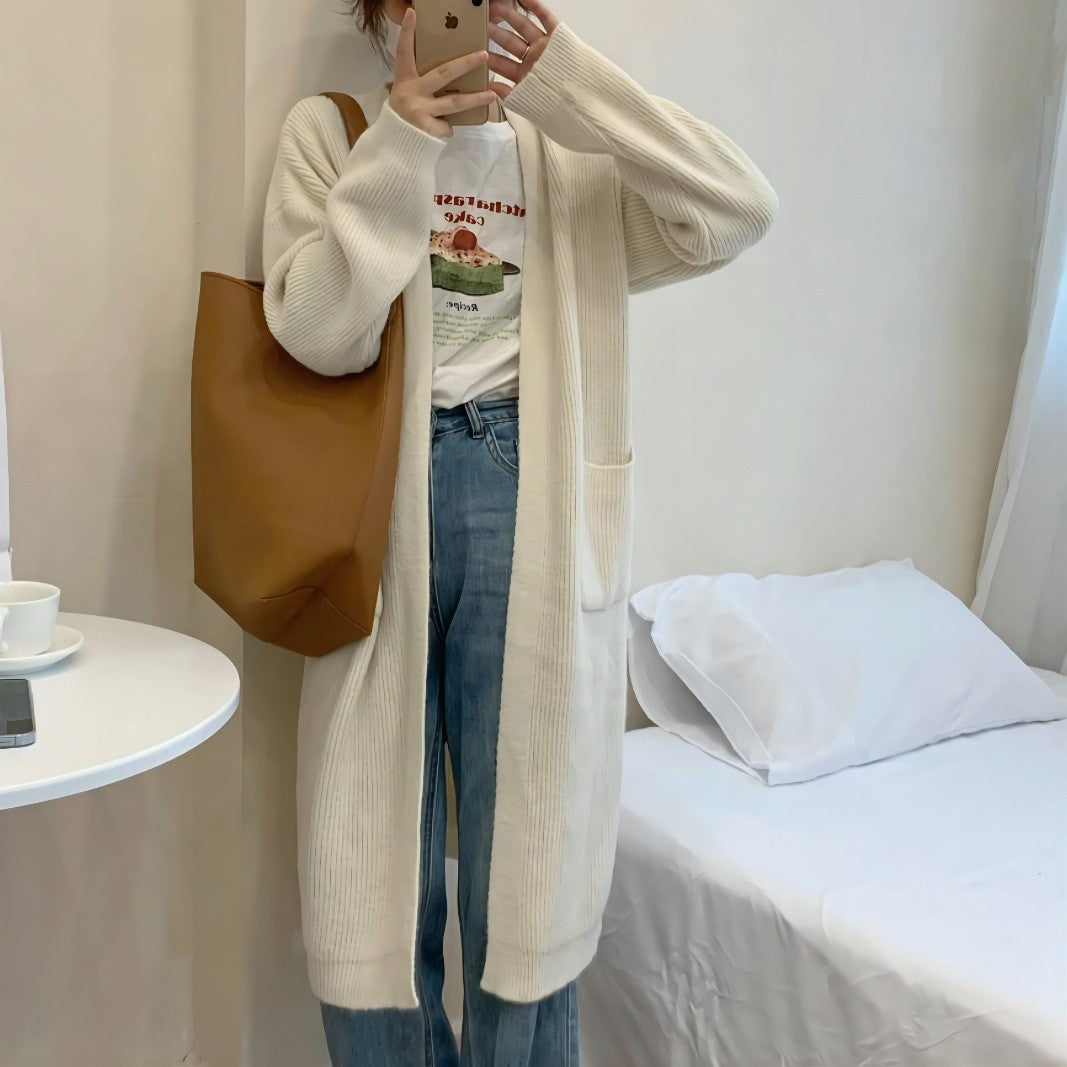 Autumn And Winter Korean Style Lazy Wind Coat Long Sweater Coat