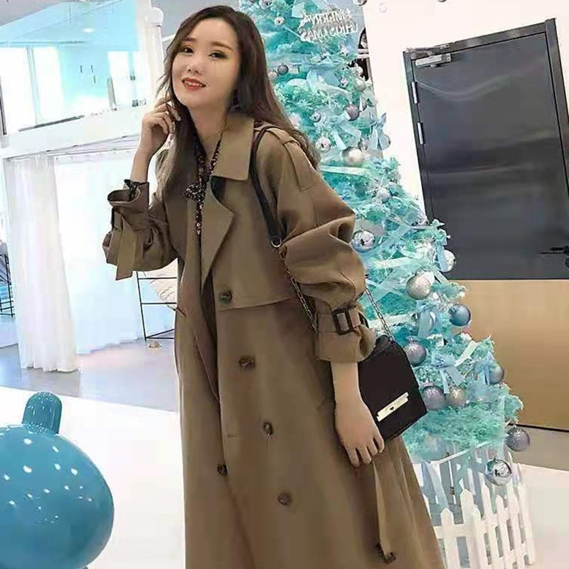 Long Windbreaker Women's Over-the-knee Temperament Goddess Fan Yinglun Wind Pendant Coat