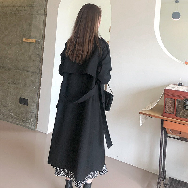 Long Windbreaker Women's Over-the-knee Temperament Goddess Fan Yinglun Wind Pendant Coat